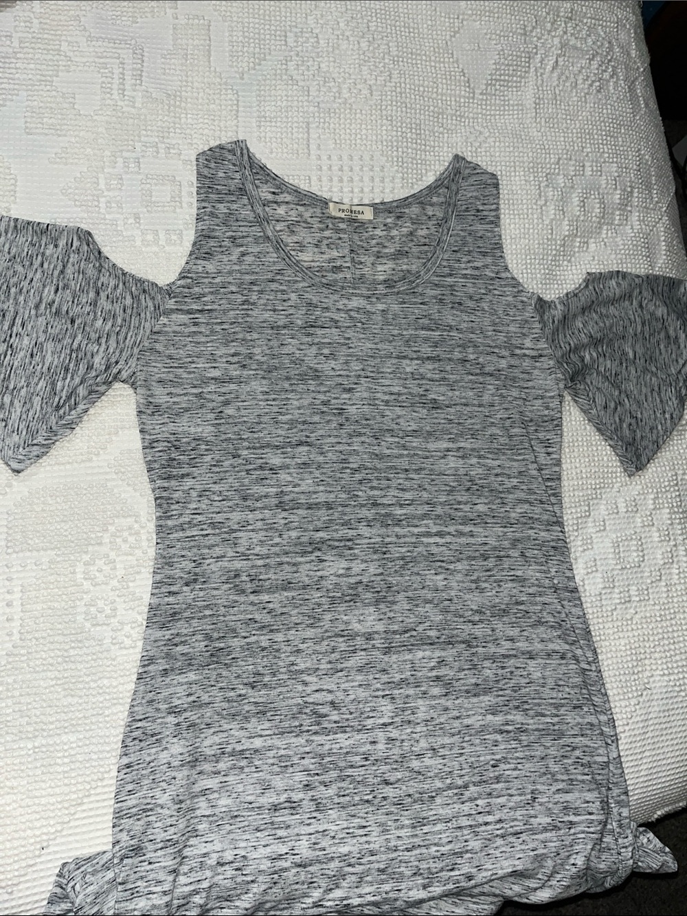 Promesa made in USA long Cold Shoulder Bell sleeve Heathered Gray size Large